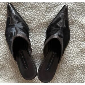 Steve Madden Black Heeled Mules